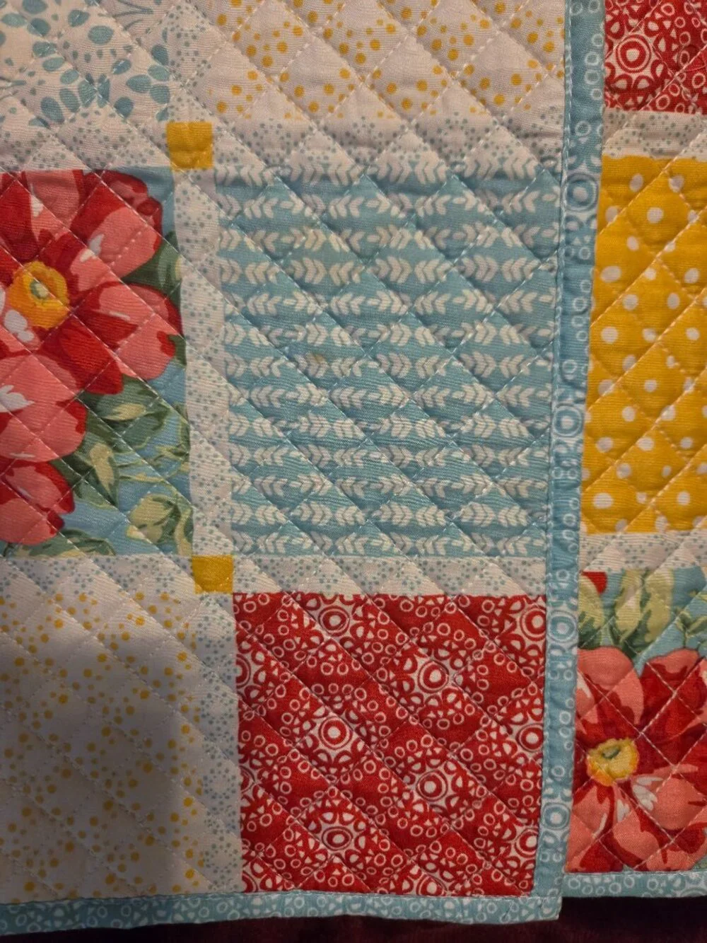 pioneer woman diamond patchwork  placemats vibrant floral geometric pattern